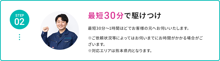 STEP 02 最短30分で駆けつけ